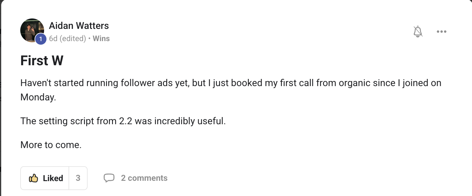 Aidan Watters, first booking, 6 days in