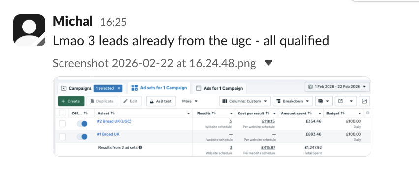 Michal, 3 leads already from UGC, all qualified